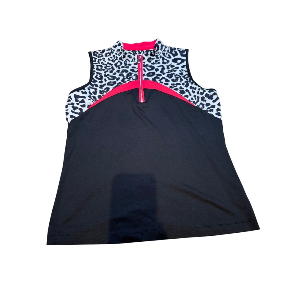 Tail Womens Medium Golf Tank Top Sleeveless Black Pink Leopard Print